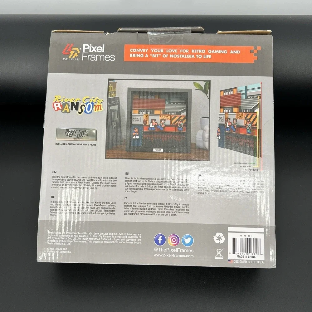 Pixel Frame River City Ransom: Rivals at Work 9x9 Shadow Box Art New In Box